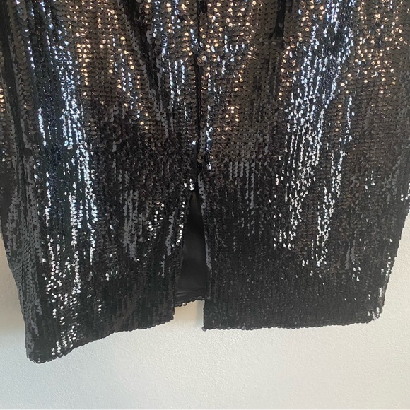NWT BARDOT Australia Black Sequin Sparkle Midi Zip Pencil Skirt Size 10L - Picture 6 of 7